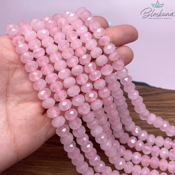 Розовый кварц рондель огранка 8*6 мм