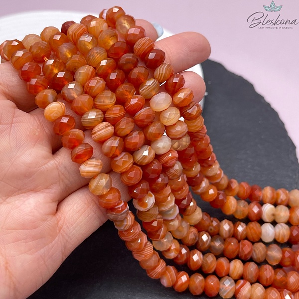 Агат Ботсвана оранжевый рондели огранка 8*5,5 мм