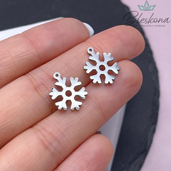 15,5*12 мм Цвет серебро, Подвеска Снежинка