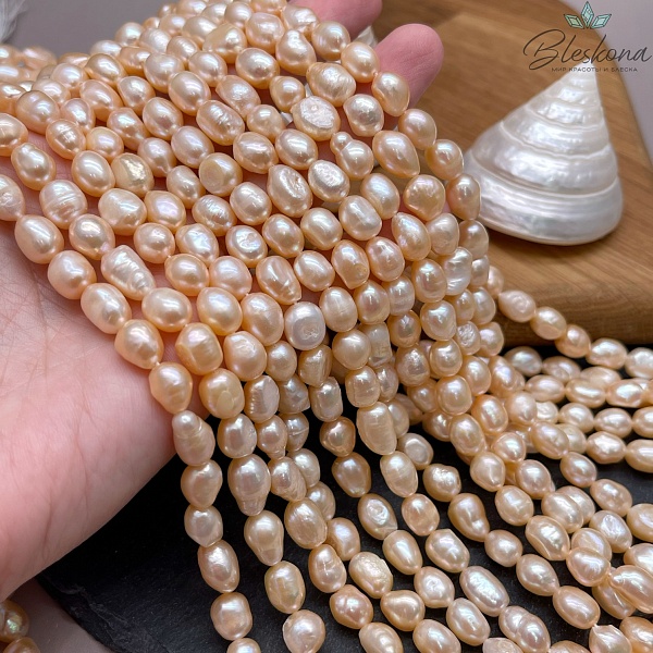 Жемчуг барочный рис персиковый 7,5-8 мм 