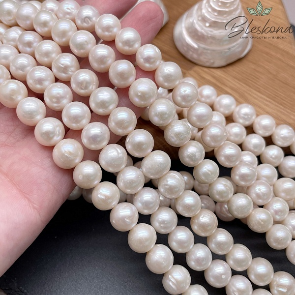 Жемчуг шар белый на увеличение 9-10,5 мм
