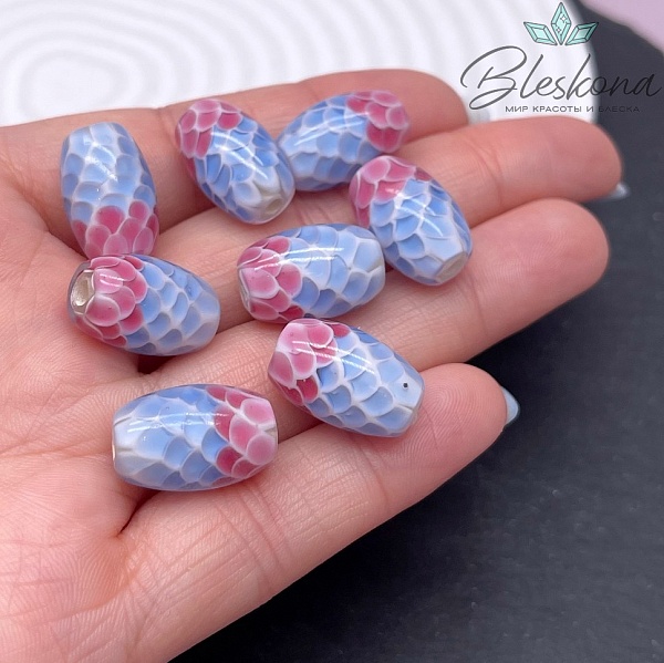 17*11 мм Бусина сине- розовая