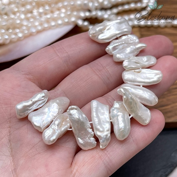 Жемчуг Бива белый сет 9 см (19-22)*(7-8) мм