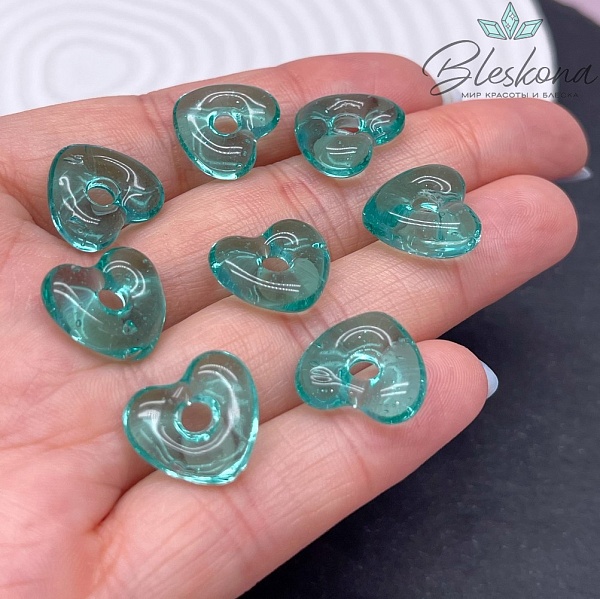 14*15 мм Подвеска сердце прозрачно- зеленое