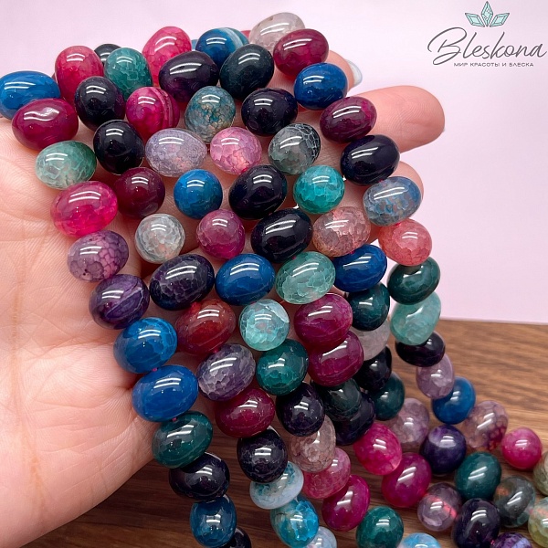 Агат микс №2 (тонированный) галтовка  9-13 мм 