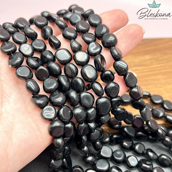 Обсидиан черный галтовка 9-10 мм